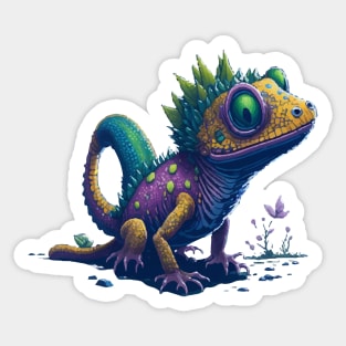 Gamer's Perfect Illustration - Cute Colorful Gekko Sticker